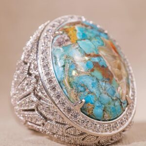 ANEL GG TURQUESA NAT DETALHES PRT 925 ARO 19