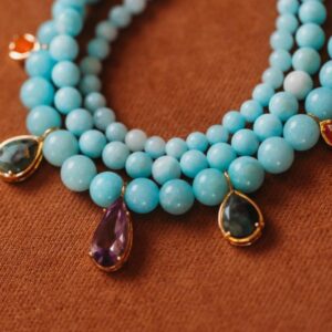 COLAR TURQUESA GOTAS CRISTAL